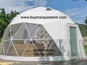 Geodesic tent. Mix of glass and Membrane covers.o